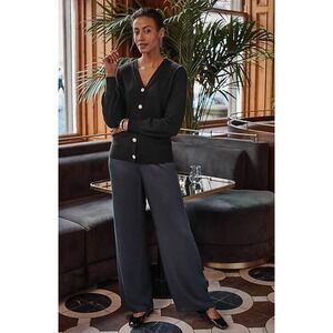 J Jill Womens Bejeweled Buttons Cardigan Sz S Black Rhinestone Old Money Classic